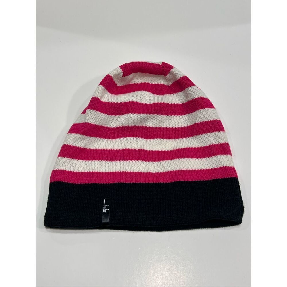 Bula Elite Beanie Hat White Pink Black Striped One Size Adult